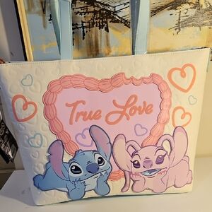 Disney Loungefly Stitch And Angel Love Tote